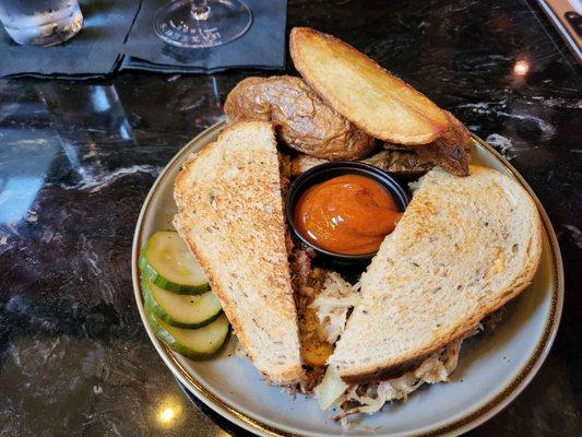 Short rib and Brisket Reuben.