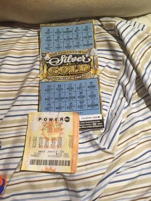 I purchased a $10 silver and gold ticket here and won $15. I even got today's Powerball number #10. Best retailer in Diamond Bar