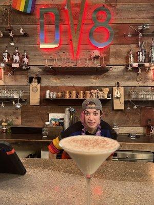 Espresso martini with Lidya behind the bar.