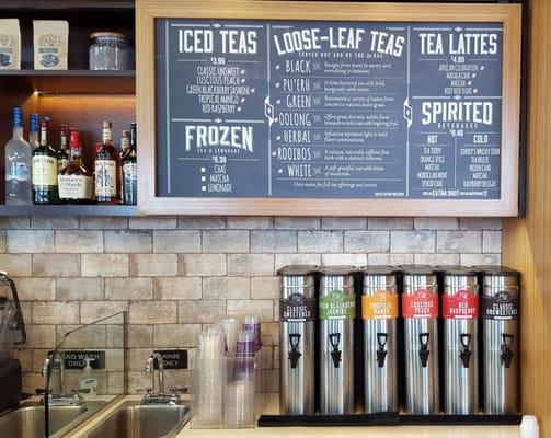 Nice selection of iced teas, loose-leaf teas, and tea drinks