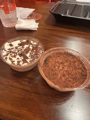 Chocolate Mousse Cup (left) and Tiramisu Cup (right)