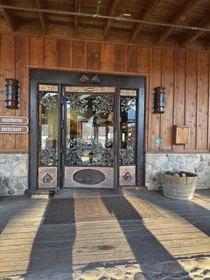 The entrance door to the River Ranch restaurant at Sorrel River Ranch Spa and Resort.