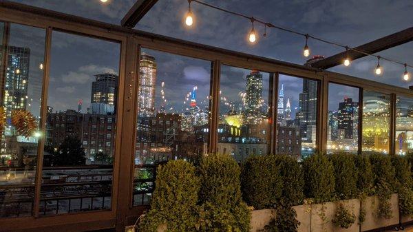 Roofdeck, Box House Hotel...Manhattan skyline in the distance