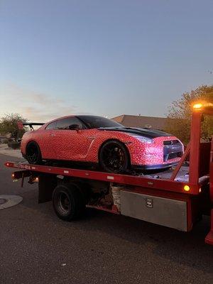 Nissan GTR picked up for customer