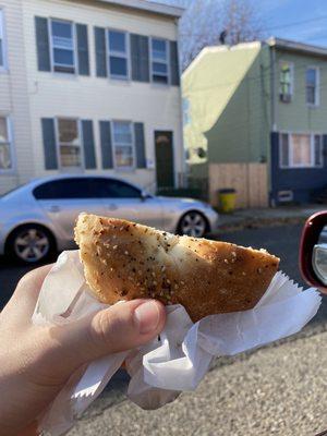 everything bagel toasted with cream cheese