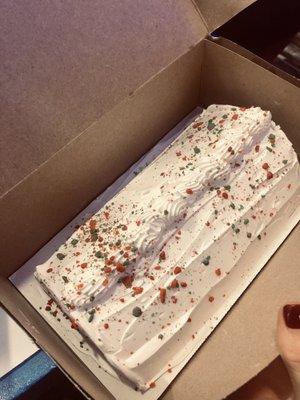 Vanilla and peppermint stick Yule log