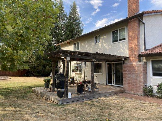 The original deck and pergola