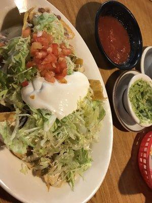 Nacho appetizer (which has both ground beef and chicken).