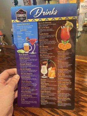 Drink menu Oct 2022