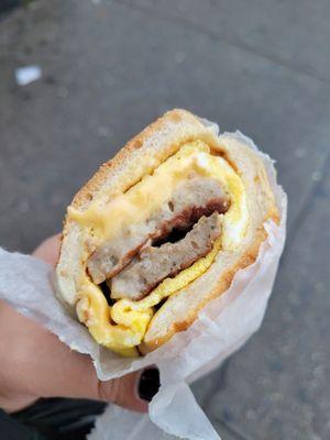 Egg and sausage hero with cheese