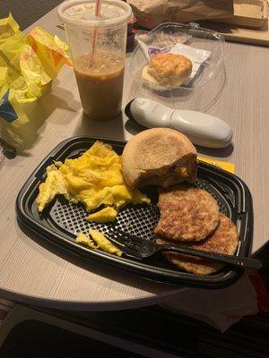 Big Breakfast Sausage McMuffin Iced Caramel Coffee