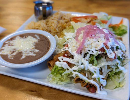 Flautas + rice & beans