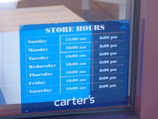 Store hours.