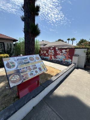 Menu and display outside the restaurant