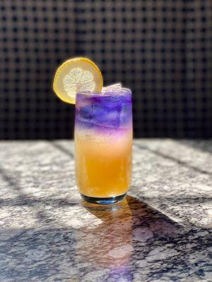 Honey Lavender Lemonade layered with Indigo Gin