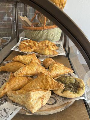 Homemade Cheese filled puff pastries. Homemade Croissants.