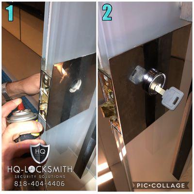 Upgrade custom made glass door to high security lock mortise