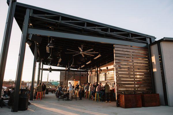 Our outdoor bar features heaters, a perfect view of the stage/jumbotron, and plenty of seating.