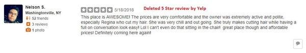 Yelp deleted 5 Star Reviews