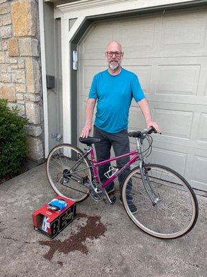 Jeff with Ottawa Bike & Trail and the bike, helmet & lock they generously donated!