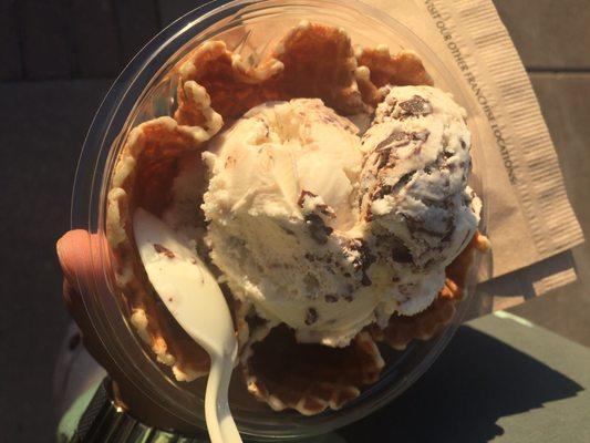 Mackinac island fudge in waffle bowl