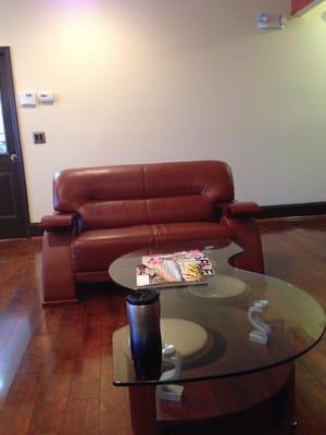 Comfy leather chairs in the waiting room