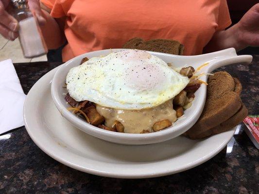 The country omelette with bacon and sausage.