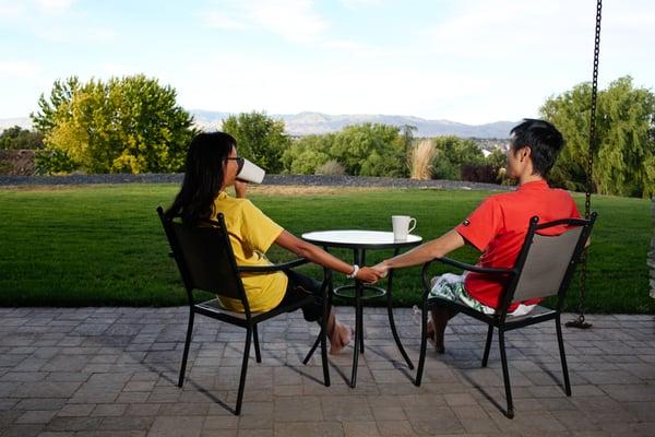 The guest patio with scenic view of the Treasure Valley and Bogus Basin.