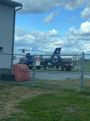 Seneca Falls private airport, pilot was picking up the chopper for the hurricane !