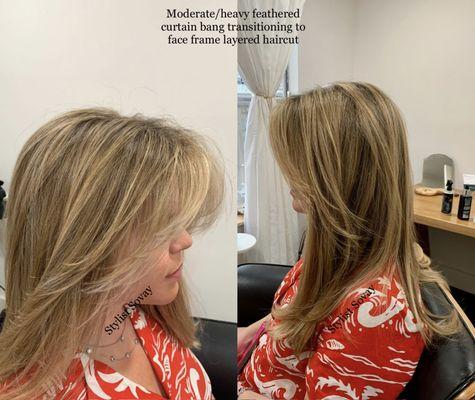 Sovay's client requested heavier bangs and full highlights today.