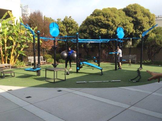 Shelly & Carla keeping it clean and organized for your outside workout here in Capitola!