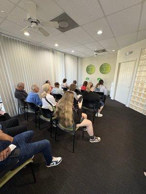 Packed waiting room at 8:20