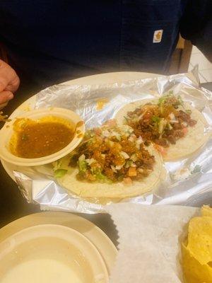 Chorizo Tacos, chili sauce