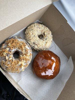 The Young Bun, Gingerbread Donut, and Creme Brûlée Donut