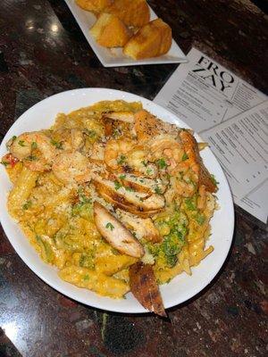 Chain chicken shrimp & salmon pasta