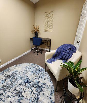 Therapy space for in-person appointments.