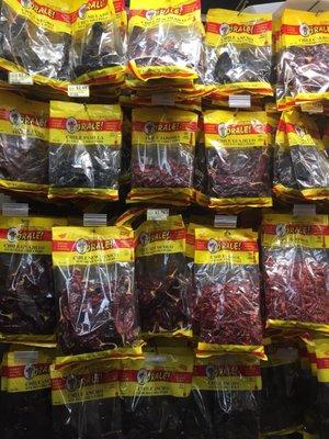 Very small sample of large dried pepper selection.