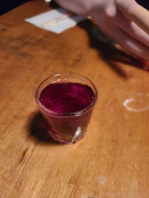 Grape soju shot.