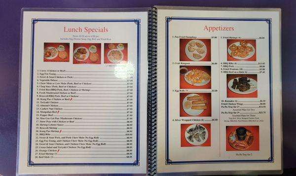 Menu: Lunch Specials & Appetizers