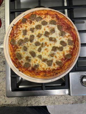 All cooked and ready to eat Sausage one-topping medium pizza