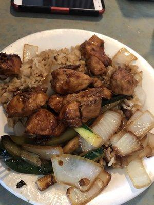 Kids teriyaki chicken. Tried my daughters chicken, seemed dry.