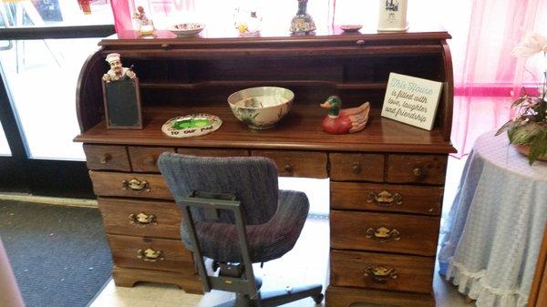 1940's Solid Oak Roll-Top Desk