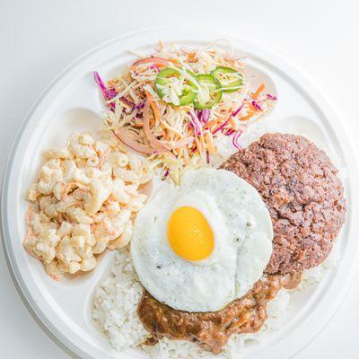 Da Loco Moco - Angus patty, fried egg, slow cooked Japanese Curry, mac salad and citrusy yuzu slaw