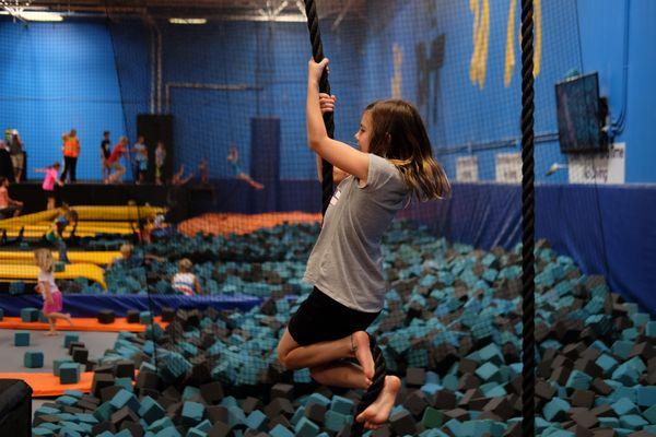 ropes over a foam pit