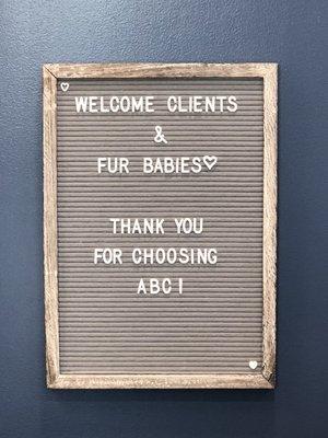 Cute sign welcoming families