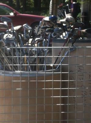 Lots of golf clubs outside