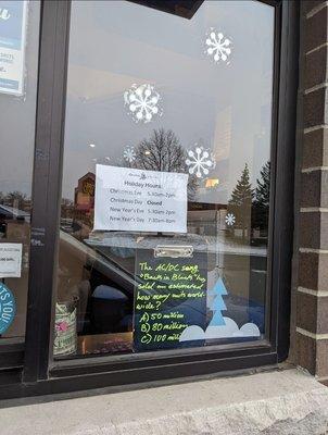 Window trivia at Caribou Coffee