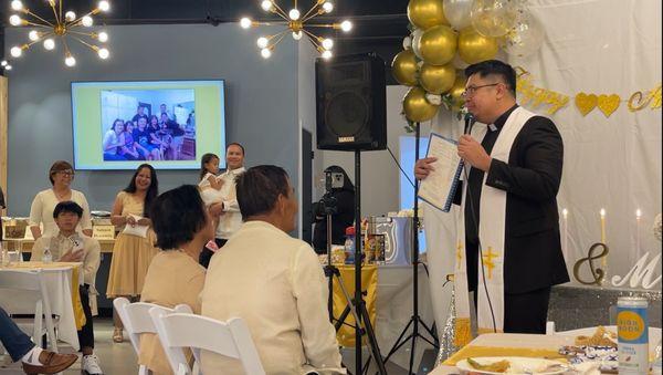 Officiating a golden wedding anniversary for this Filipino-American couple.