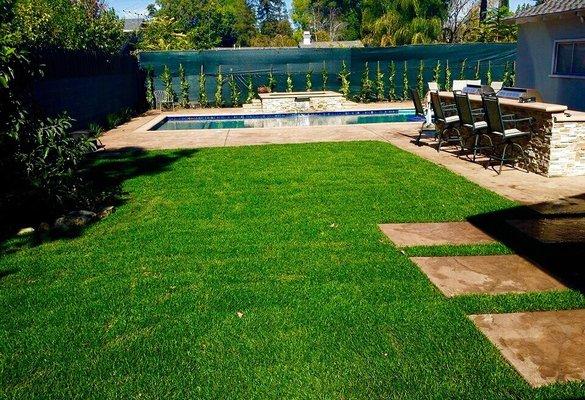 Photo of us developer and property inc -backyard new pool BBQ and stamp concrete.