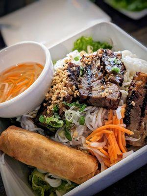 Vermicelli (bun) with charbroiled pork and crispy pork egg roll.  $21.50 May 2014